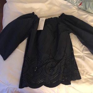 Navy Leo Rossi off shoulder blouse